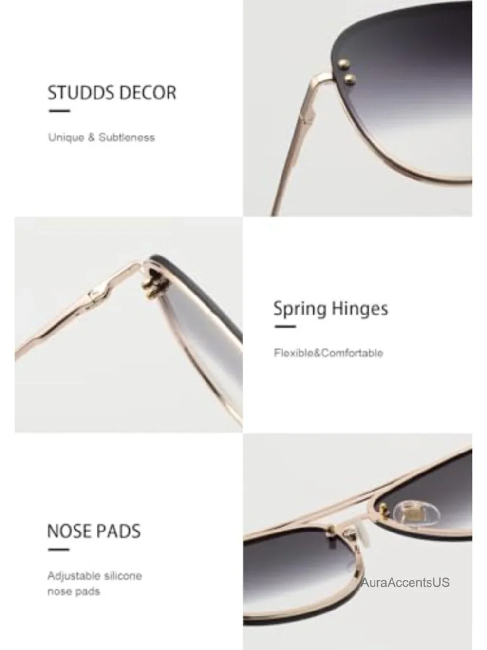 Oversized Aviator Sunglasses for Women UV400 Metal Frame Gradient Lenses